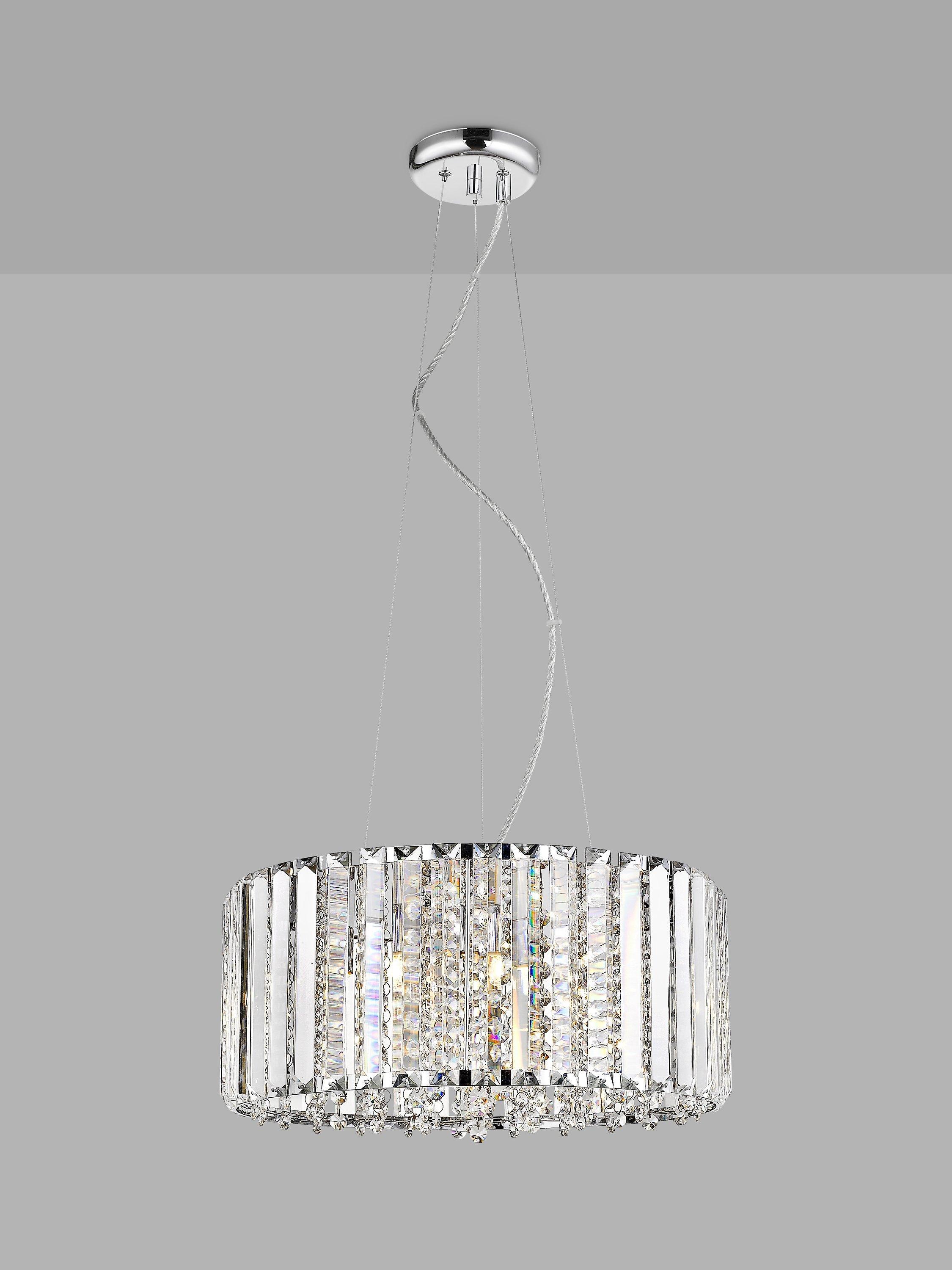 Impex Diore Crystal Pendant Ceiling Light, Clear/Chrome