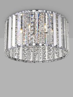 Impex Diore Crystal Flush Ceiling Light, Small, Chrome, Chrome