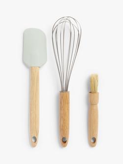 John Lewis Leckford Farm Baking Utensils, Set of 3, FSC-Certified (Oak Wood), Natural
