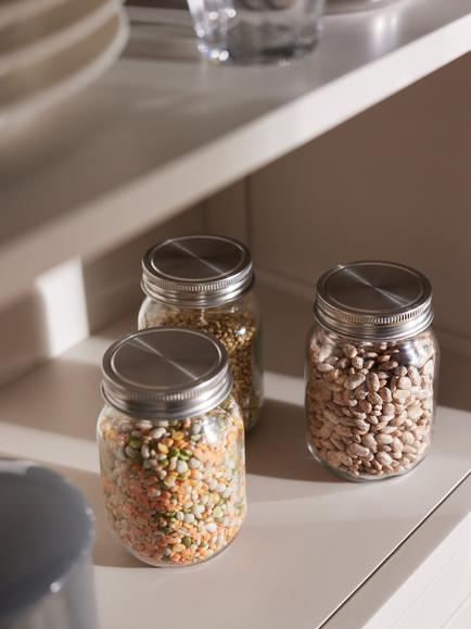 John Lewis Leckford Farm Glass Storage Jars, Set of 3, 500ml, Clear - view 2, Clear