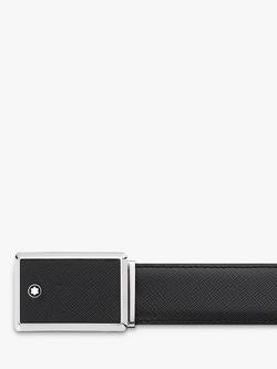 Montblanc Rectangular Leather Belt, One Size, Black, Black