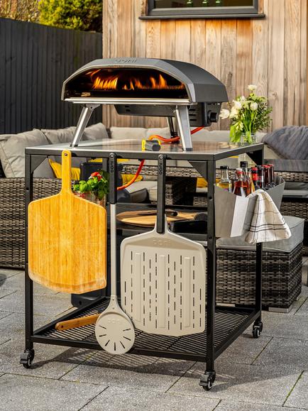 Ooni Large Modular Outdoor Kitchen Table/BBQ Trolley, Silver/Black - view 2, Black