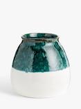 John Lewis Half Dip Earthenware Vase, H19cm, Blue/White