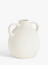 John Lewis Earthenware Vase with Handles, H17cm, Natural