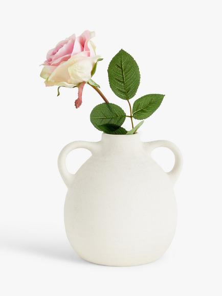 John Lewis Earthenware Vase with Handles, H17cm, Natural - view 2, Natural