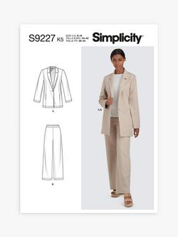 Simplicity Misses' Unlined Jacket & Trousers Sewing Pattern S9227, 