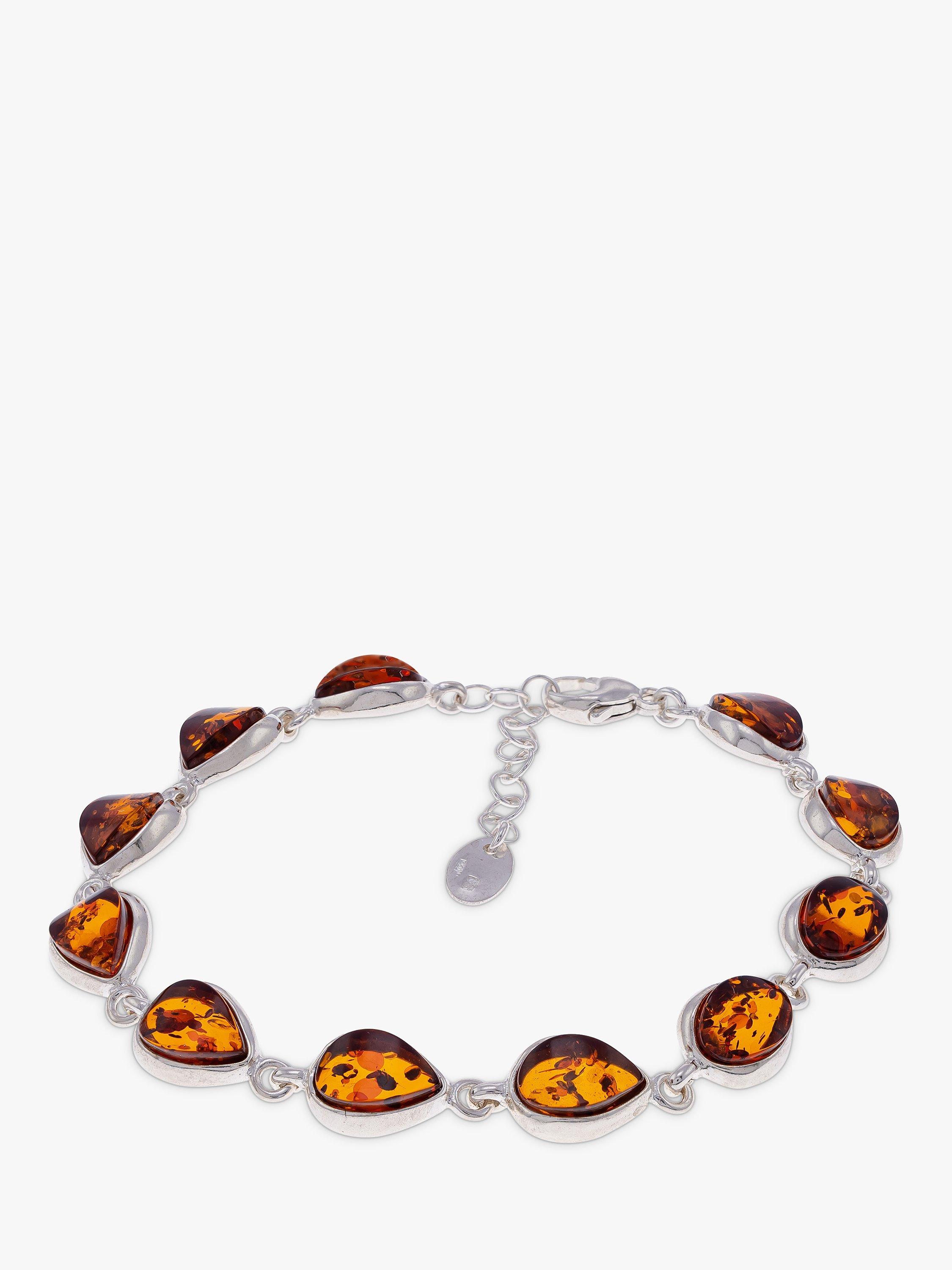 Product image 1 of 3, which shows Be-Jewelled Baltic Amber Chain Bracelet, Silver/Cognac