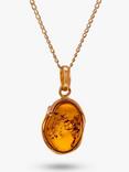 Be-Jewelled Organic Baltic Amber Pendant Necklace, Gold/Cognac