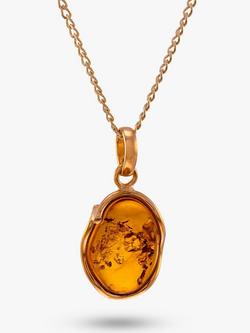 Be-Jewelled Organic Baltic Amber Pendant Necklace, Gold/Cognac, Gold/Cognac