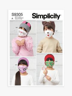 Simplicity Accessories Children's Headwear and Face Covering Sewing Pattern, S9305, A