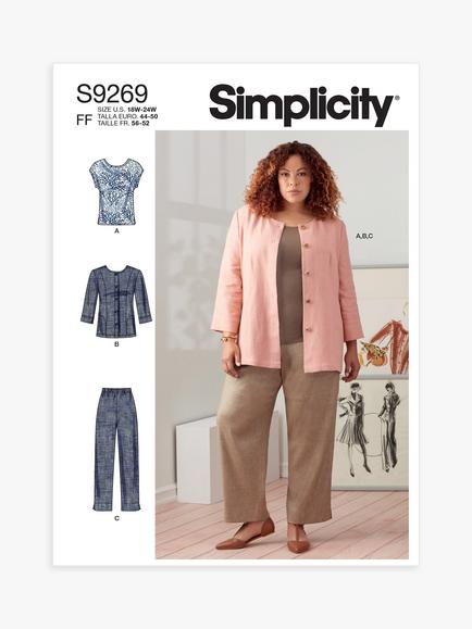 Simplicity Plus Size Jacket, Top and Trousers Sewing Pattern, S9269, 