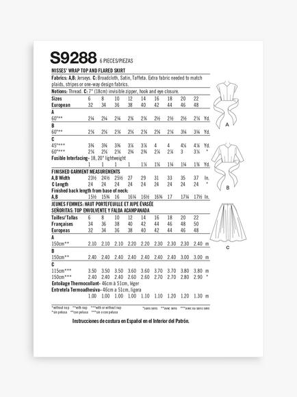 Simplicity Misses' Wrap Top and Skirt Sewing Pattern, S9288 - view 2, 