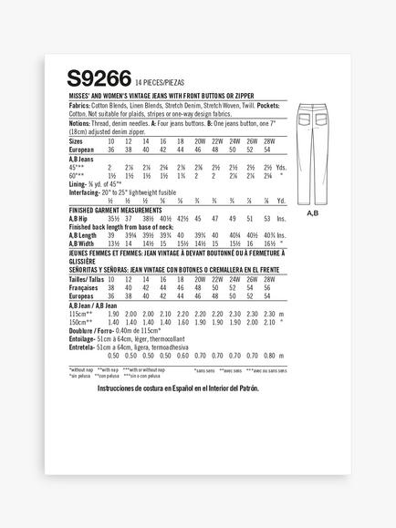 Simplicity Misses' Plus Size Vintage Jeans Sewing Pattern, S9266 - view 2, 