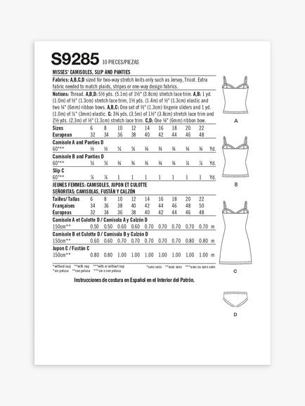 Simplicity Misses' Lace-Trimmed Lingerie Sewing Pattern, S9285 - view 2, 