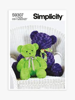 Simplicity Craft Plush Bears Sewing Pattern, S9307, OS, 