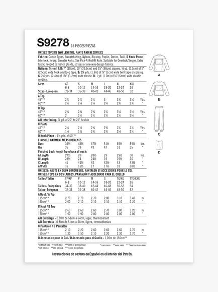 Simplicity Unisex Tops and Lounge Pants Sewing Pattern, S9278 - view 2, 