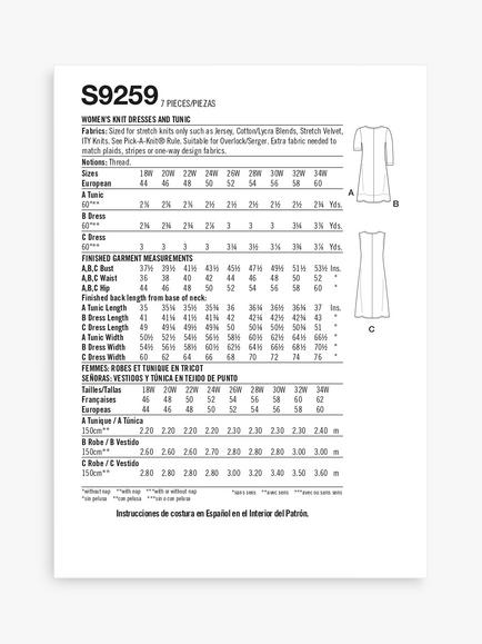 Simplicity Plus Size Knit Dress and Tunic Sewing Pattern, S9259 - view 2, 