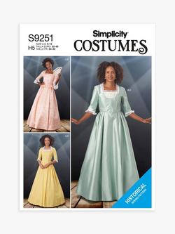 Simplicity Costume 18th Century Dress Sewing Pattern, S9251, 
