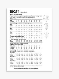 Simplicity Misses' Tops Sewing Pattern, S9274 - view 2, 