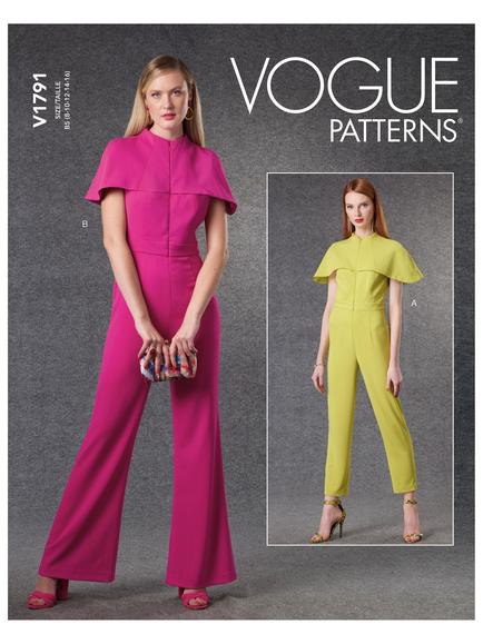 Vogue Misses' Fitted Sleeveless Jumpsuit Sewing Pattern V1791, Multi