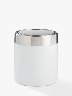 John Lewis Swing Lid Mini Bathroom Bin, 1.5L, White, White