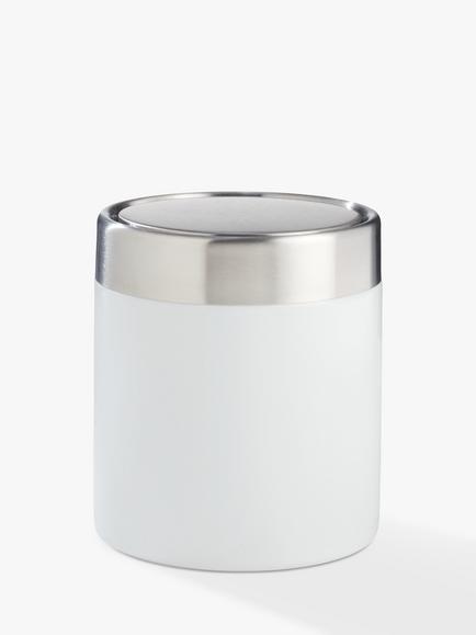 John Lewis Swing Lid Mini Bathroom Bin, 1.5L, White, White
