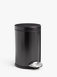 John Lewis Soft Close Bathroom Pedal Bin, 3L, Black