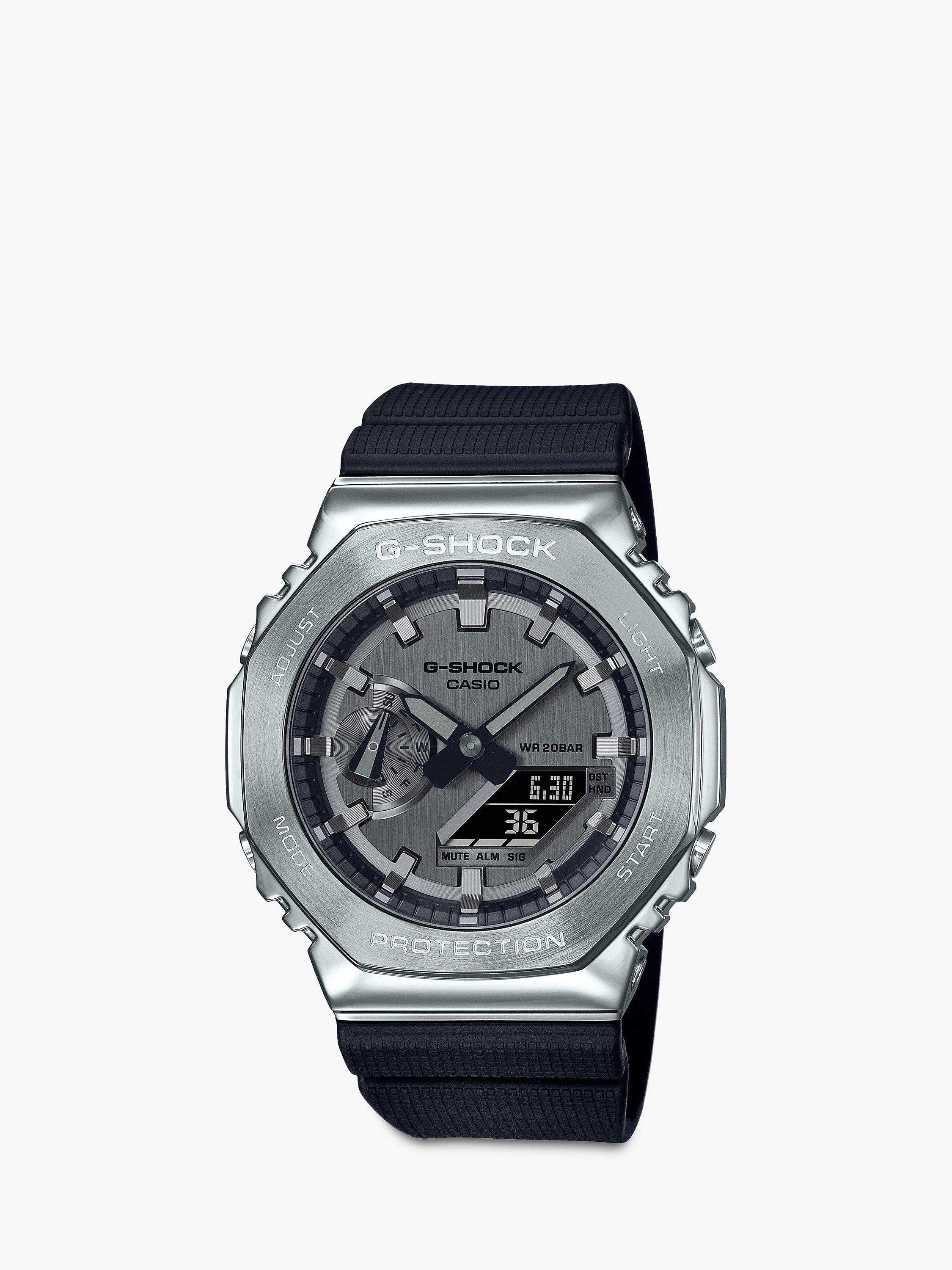 Casio GM-2100 Men's G-Shock Carbon Core Resin Strap Watch, Black/Silver GM-2100-1AER