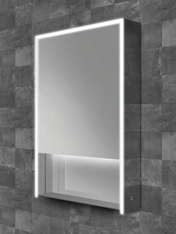 John Lewis Shelf Single Mirrored and Illuminated Bathroom Cabinet, Silver