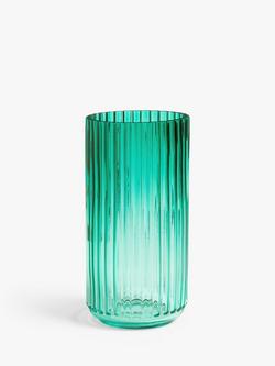 John Lewis Cylinder Ridge Vase, H31cm, Green, Green
