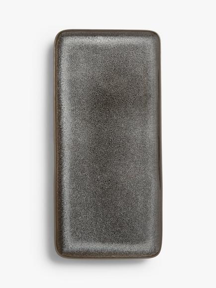 John Lewis Reactive Glaze Stoneware Rectangular Platter, 33cm, Grey, Grey