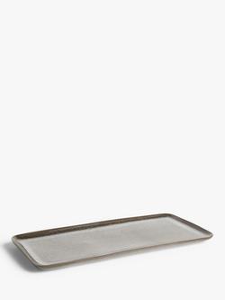 John Lewis Reactive Glaze Stoneware Rectangular Platter, 33cm, Grey - view 2, Grey