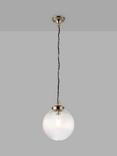 Bay Lighting Elena Ribbed Glass Ceiling Light, Clear/Metallic Brass