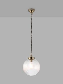 Bay Lighting Elena Ribbed Glass Ceiling Light, Clear/Metallic Brass, Clear/Metallic Brass