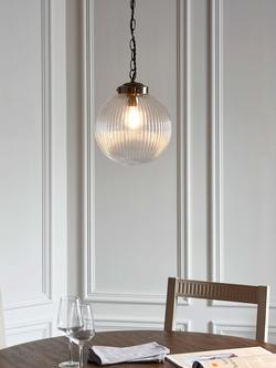 Bay Lighting Elena Ribbed Glass Ceiling Light, Clear/Metallic Brass - view 2, Clear/Metallic Brass