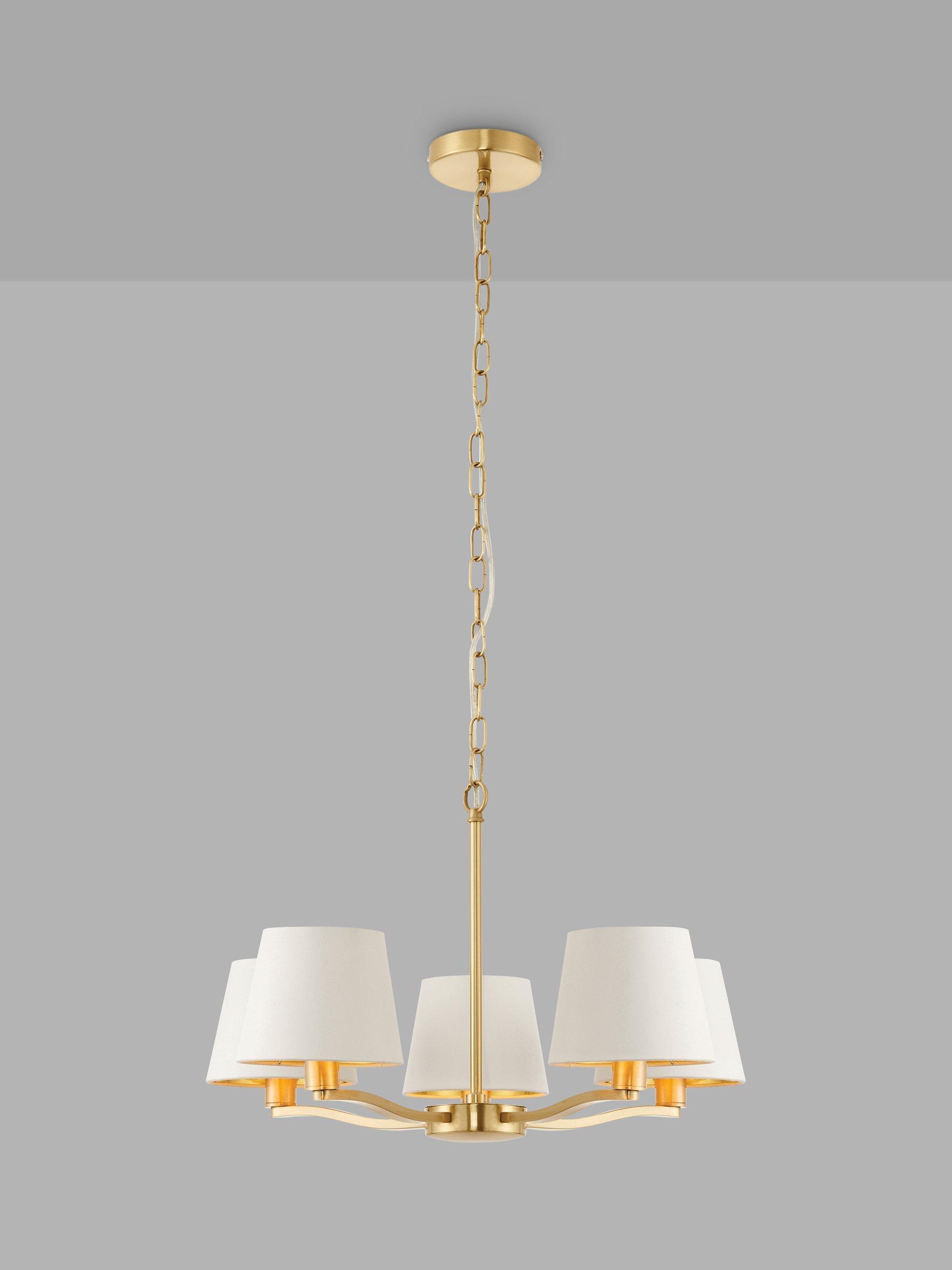 Bay Lighting Manor 5 Arm Ceiling Light, White/Metallic Brass