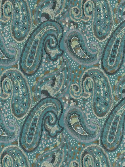Designers Guild Uchiwa Made to Measure Curtains or Roman Blind, Teal, Teal