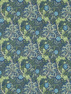 Morris & Co. Seaweed Made to Measure Curtains or Roman Blind, Cobalt/Thyme, Cobalt/Thyme