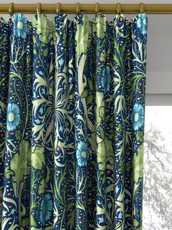 Morris & Co. Seaweed Made to Measure Curtains or Roman Blind, Cobalt/Thyme - view 2, Cobalt/Thyme
