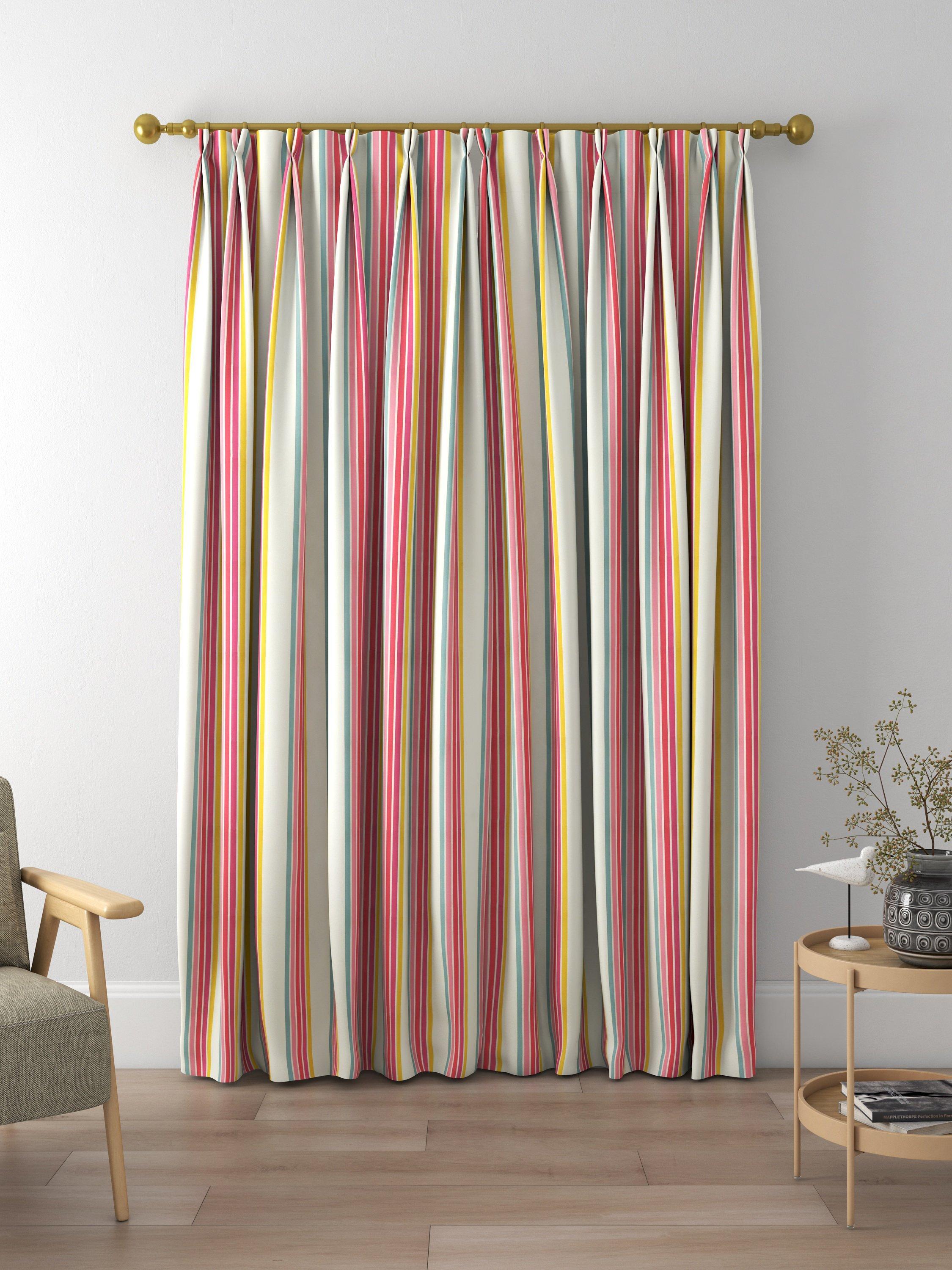 Harlequin Helter Skelter Stripe Made to Measure Curtains and Roman Blind, Cherry/Blossom