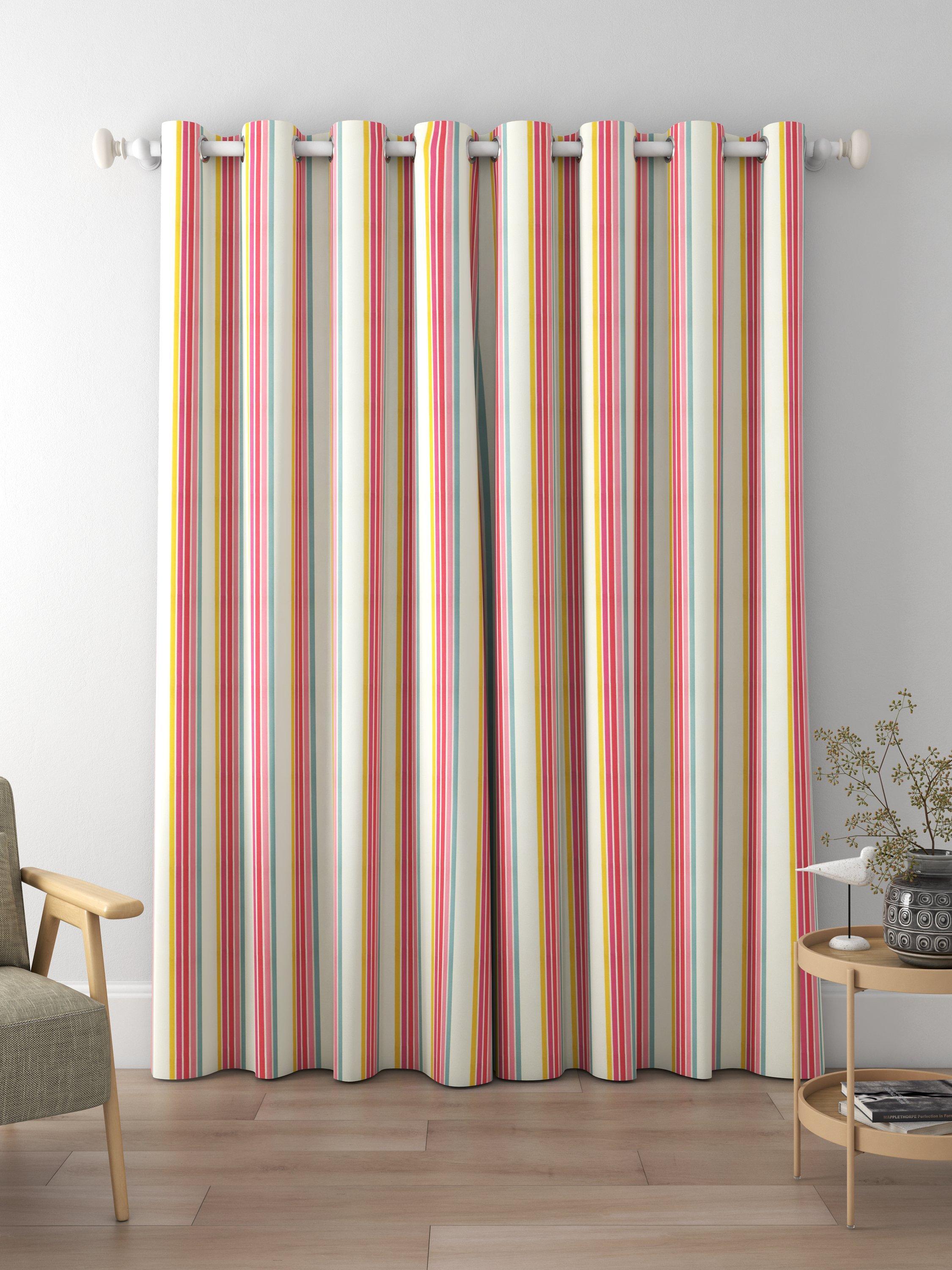 Harlequin Helter Skelter Stripe Made to Measure Curtains and Roman Blind, Cherry/Blossom