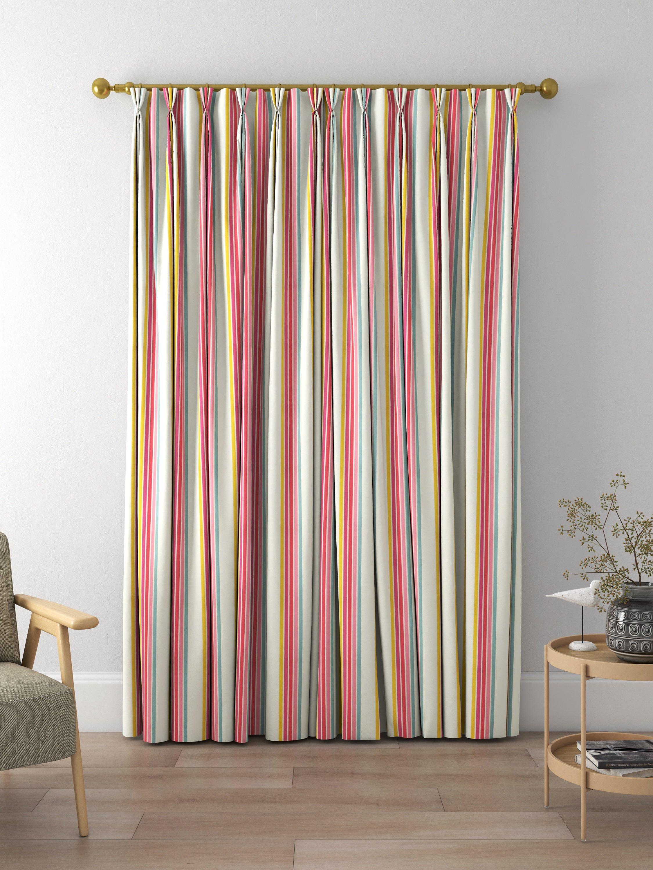 Harlequin Helter Skelter Stripe Made to Measure Curtains and Roman Blind, Cherry/Blossom