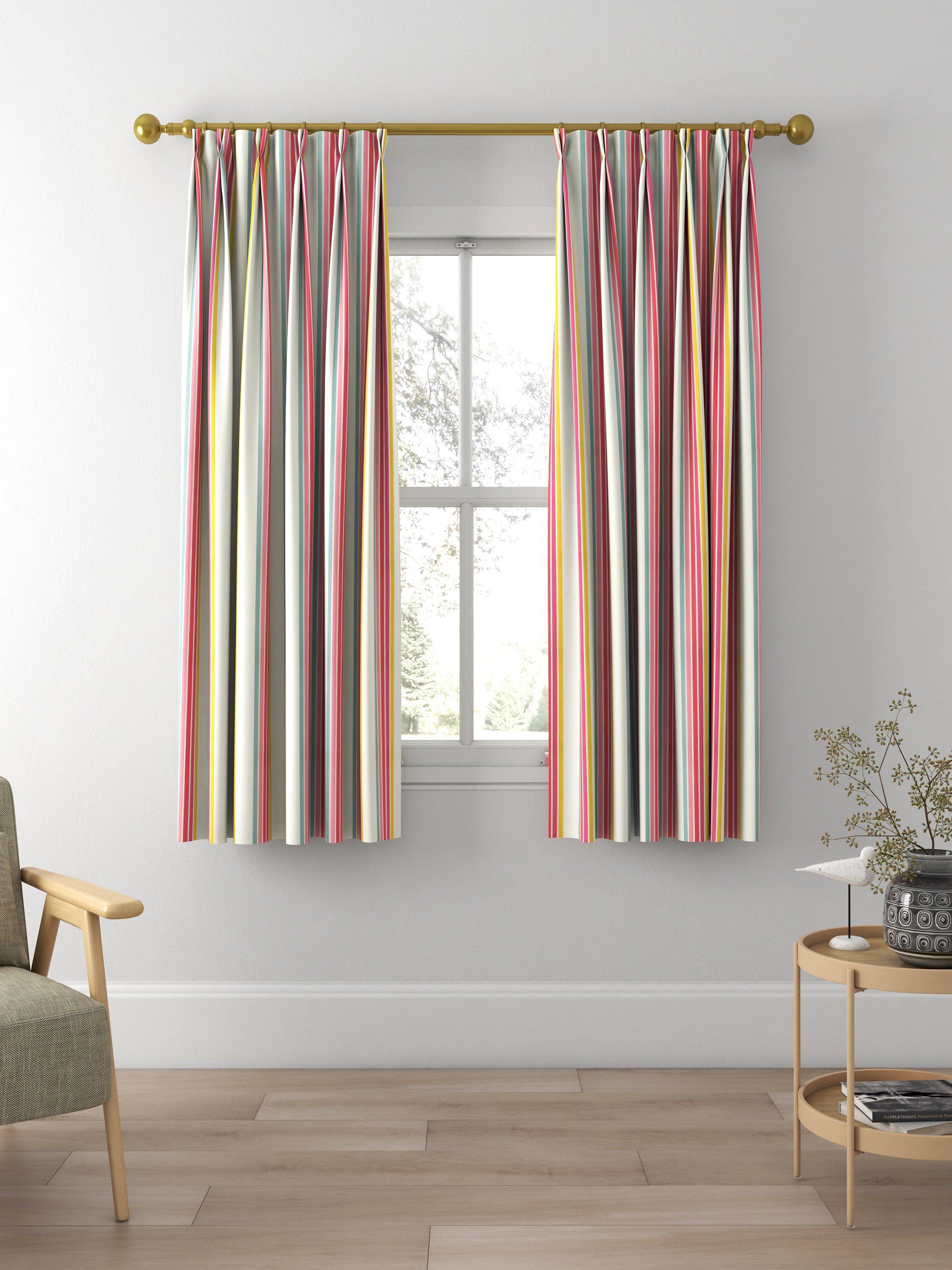 Harlequin Helter Skelter Stripe Made to Measure Curtains and Roman Blind, Cherry/Blossom
