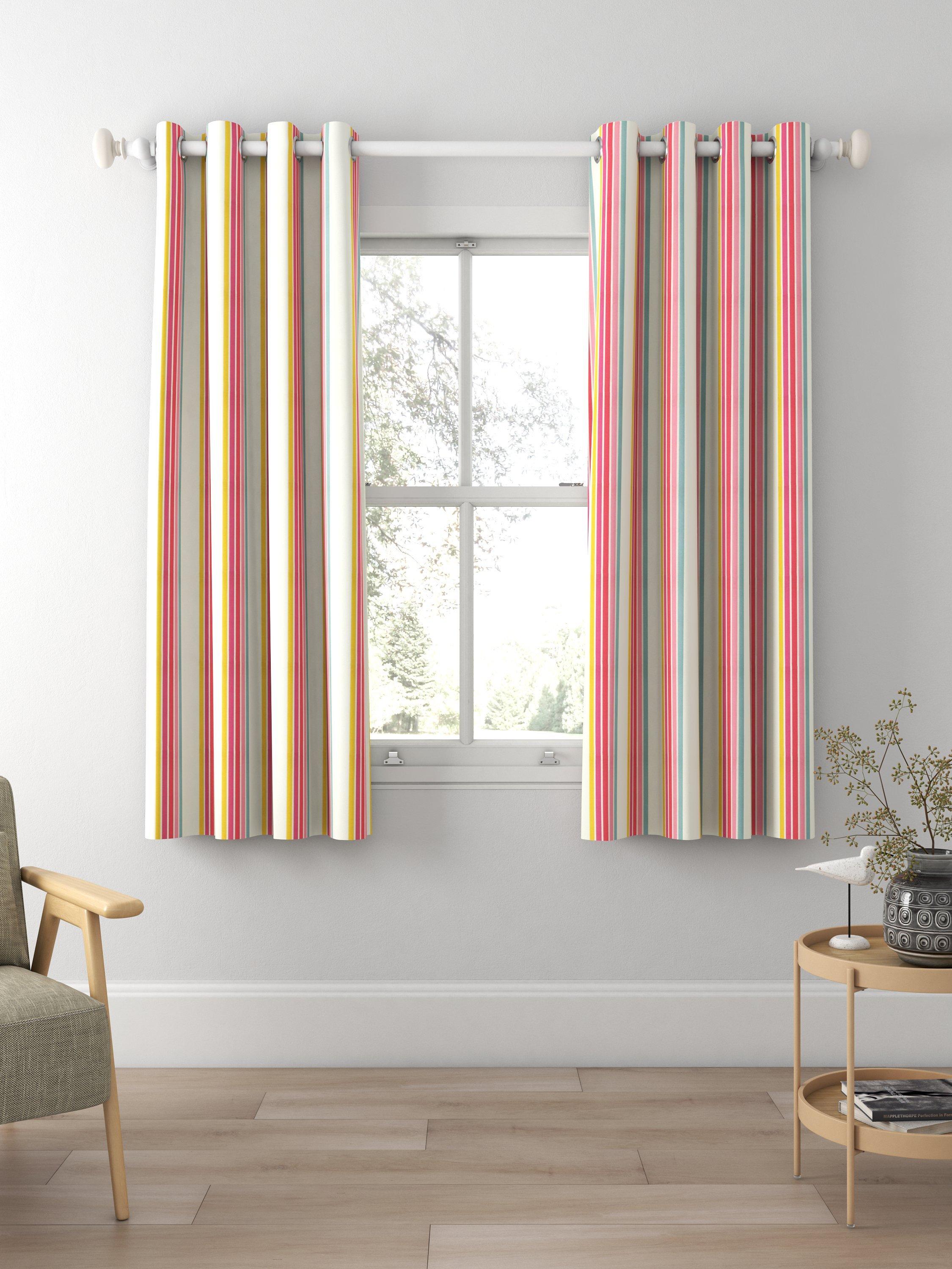 Harlequin Helter Skelter Stripe Made to Measure Curtains and Roman Blind, Cherry/Blossom