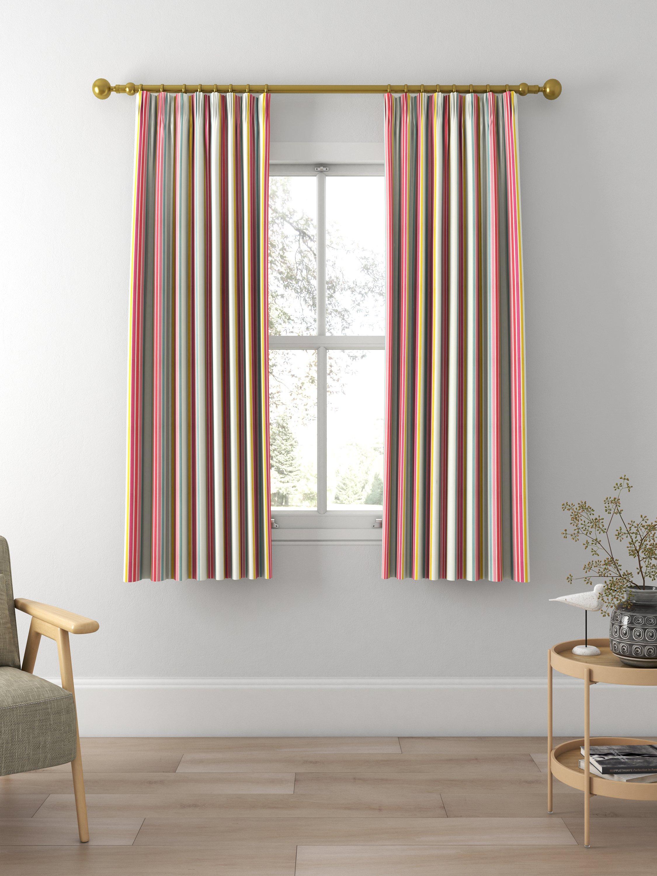 Harlequin Helter Skelter Stripe Made to Measure Curtains and Roman Blind, Cherry/Blossom