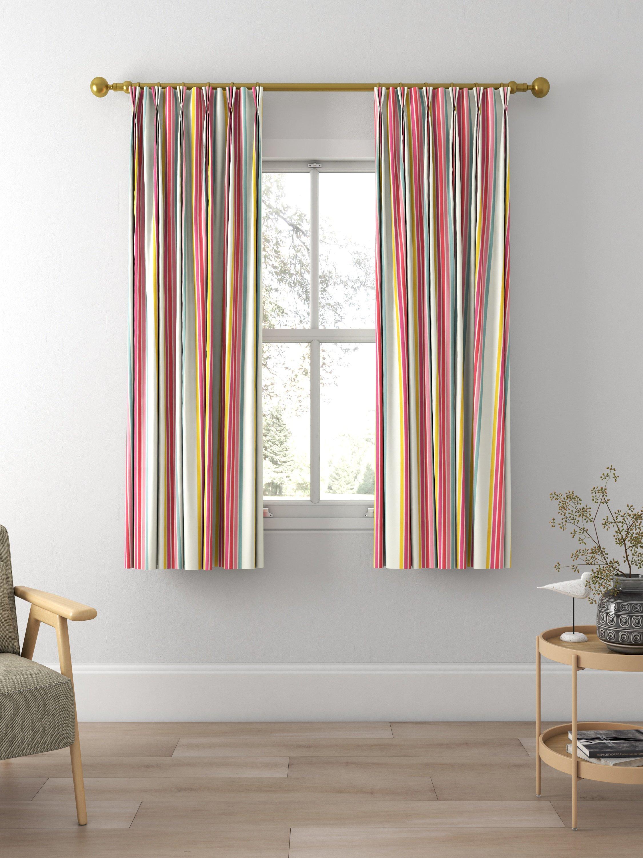 Harlequin Helter Skelter Stripe Made to Measure Curtains and Roman Blind, Cherry/Blossom