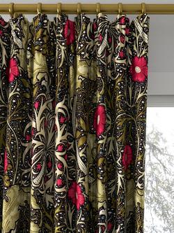 Morris & Co. Seaweed Made to Measure Curtains or Roman Blind, Ebony/Poppy - view 2, Ebony/Poppy
