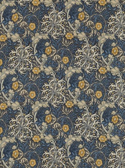 Morris & Co. Seaweed Made to Measure Curtains or Roman Blind, Ink/Woad, Ink/Woad