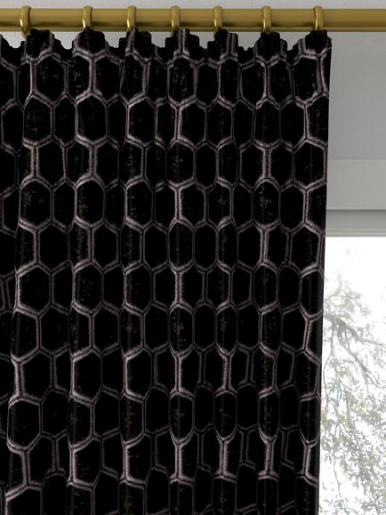 Designers Guild Manipur Made to Measure Curtains or Roman Blind, Noir - view 2, Noir