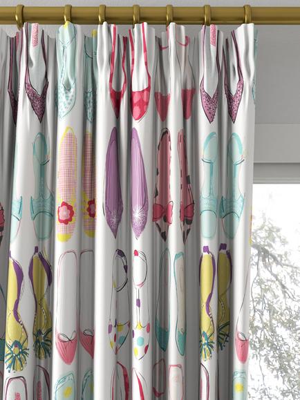 Harlequin World At Your Feet Made to Measure Curtains or Roman Blind, Pebble/Blossom/Sky - view 2, Pebble/Blossom/Sky